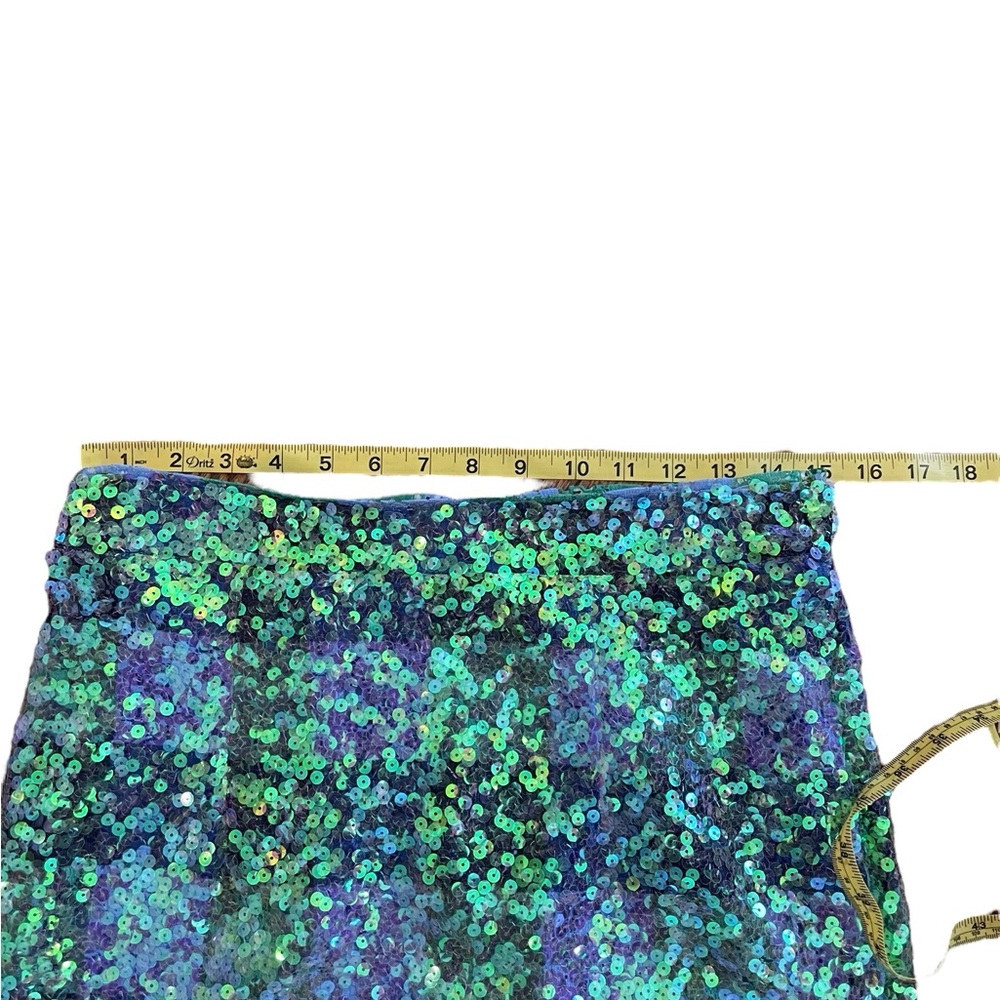 Anthropologie Maeve Sequin Plaid Palette Blue Skirt NWT - Picture 14 of 15